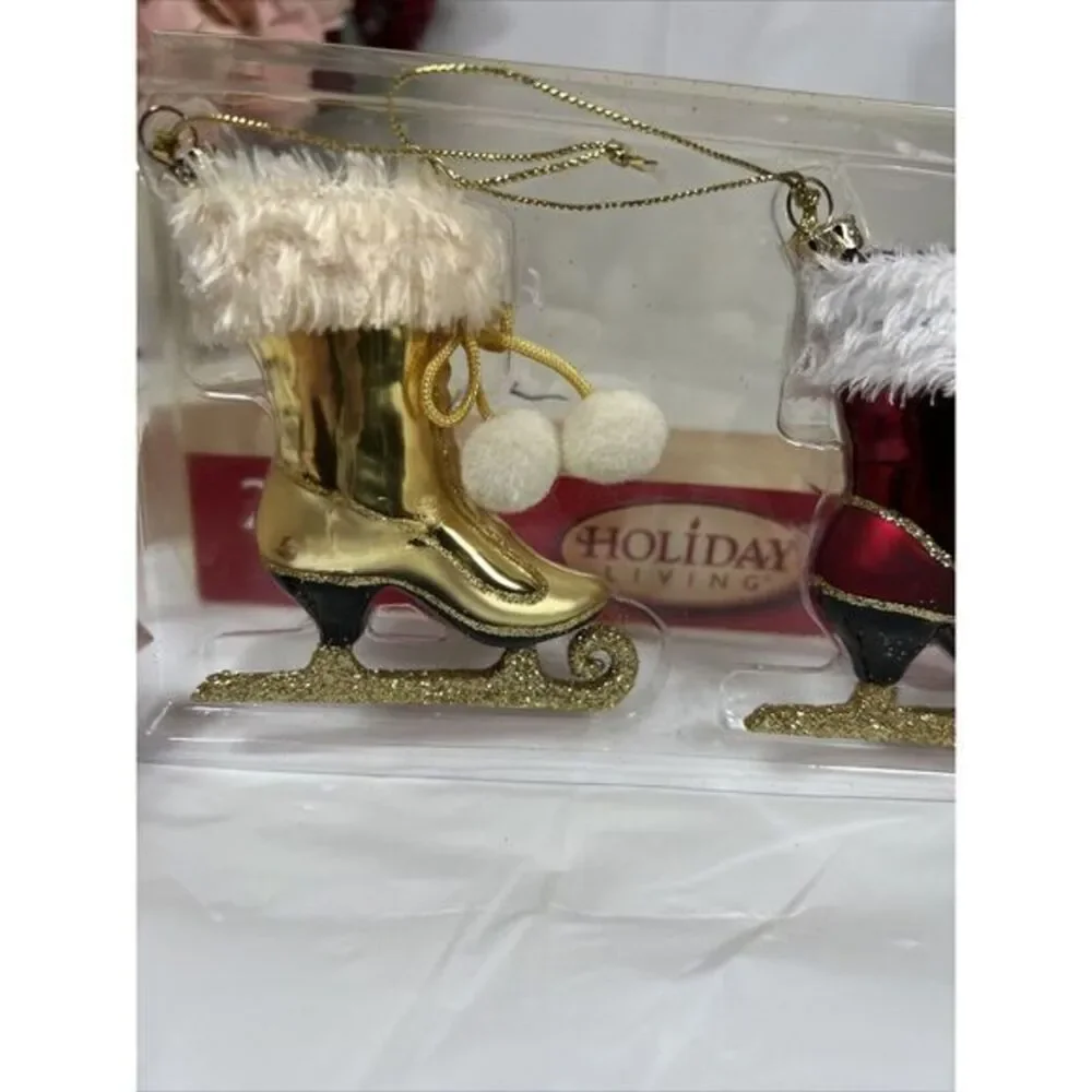 Holiday Living‎ Santa Glass Blown Ice Skates